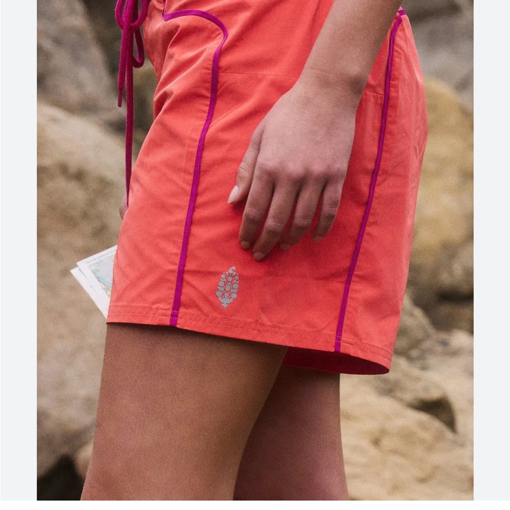 FP Movement by Free People Coral Athletic Shorts with Purple Piping - Picture 3 of 13